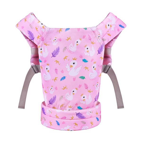 BABESIDE Reborn Baby Doll Carrier for Little Girls, 17-22 Inch Doll Carrier with Cute Swan Patterns for Realistic Newborn Baby Dolls Girls, Pink