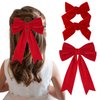 3 PCS Velvet Bows Hair Clip Ribbon Red Accessories Ponytail Holder Hair Bow for Women Girls Toddlers Teens Kids
