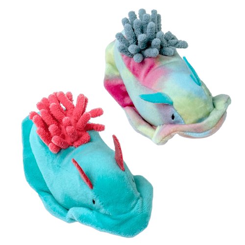 Furhaven 2-Pack Cat Toys w/ 2x Catnip Bags for Indoor Cats, Washable & Durable w/ Refillable Catnip Pocket - Plush Sea Slug Cat Toy Set - Blue/Tie Dye, Set of 2