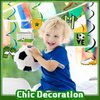 16 Pcs Soccer Birthday Party Decorations Soccer Party Supplies Include Soccer Happy Birthday Banner, Paper Cutouts, Honeycomb Centerpiece, Soccer Hanging Swirl for Boys Kids Sports Football Parties