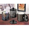 6 Pack of 12 Oz. Qtip Dispenser Apothecary Jars Bathroom with Labels - Holder Storage Canister Clear Plastic Acrylic Jar for Ball,Cotton Swab,Cotton Rounds,Floss Picks, Hair Clips (Black)