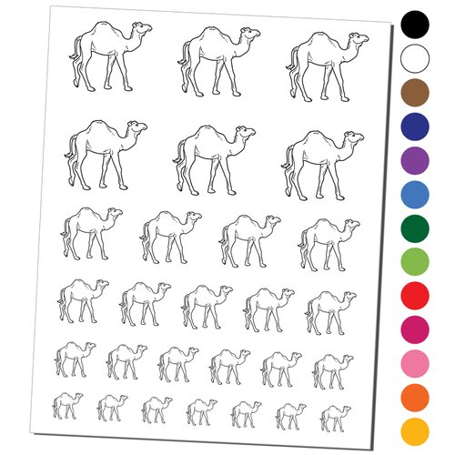 Dromedary Camel Temporary Tattoo Water Resistant Fake Body Art Set Collection - White (One Sheet)