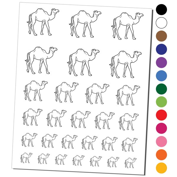 Dromedary Camel Temporary Tattoo Water Resistant Fake Body Art Set Collection - White (One Sheet)