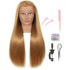 LECIPO 30 Inch Blonde 80% Human Hair Mannequin Head with Stand for Hairdresser Practice Braiding Styling Cosmetology Manikin Doll Training Head