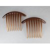 2 Brown Big Huge Hair Comb set pack Silver plastic teeth side clip 4 inches wide