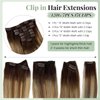 120G Clip in Hair Extensions Real Human Hair, Balayage Clip in Hair Extensions Walnut Brown to Ash Brown Mix Platinum Blonde Hair Extensions Clip in Short Straight Remy Hair 12 Inch 7PCS