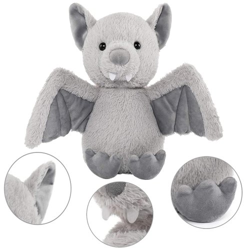 Cuddly 11 inch Plush Bat Stuffed Animal Halloween Stuffed Animal Plush Toys Plush Animal Doll Bedtime Toys Birthday Xmas Furry Gifts for Children Kids Baby Toys (Grey, 11 inch)