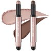 FOCALLURE 2PCS No Crease Eyeshadow Stick,Shimmer and Matte Cream Eyeshadow Pencil Crayon,Long Lasting Waterproof Eye Brightener Stick With Blending Brush,Luscious Dream