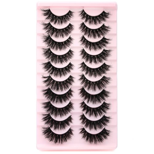 SYlashes False Eyelashes 16mm Faux Mink Lashes Fluffy Cat Eye Lashes Soft Luxury Volume Fake Lashes 10 Pairs