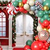 Christmas Balloon Arch Garland Kit, Retro Green Dusty Blue Balloons Arch with Christmas Candy Cane Windmill Foil Balloons, Red Gold Sand White Balloons for Christmas Decorations New Year Winter Party