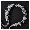 SWEETV Sliver Flower-Leaf Bridal Headpieces for Wedding Headband Bride Hair Pieces Crystal Flower Girl Hair Accessories