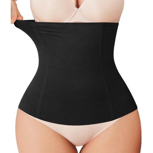 Nebility Womens' Waist Trainer Tummy Control Waist Cincher Slim Body Shaper (Black Without Hook, M)