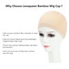 Lenaqueen Cancer Headwear for Women Adjustable Bamboo Wig Cap Chemo Soft Lace Bamboo Wigs Cap for Cancer Chemotherapy Patient (Black)