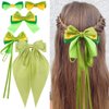 AHONEY 5 Pack Green Hair Bows for Girls Hair Clips, Satin Hair Bow Princess Dress Up Hair Ribbons Cute Bow for Hair Accessories for Girls Women Princess Birthday Party Favors Decorations Gifts (Tiana)