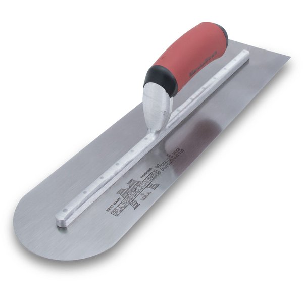 MARSHALLTOWN 14 x 4 inch Rounded Front High Carbon Steel Finishing Trowel, Concrete Tools, DuraSoft Handle, XtraLite Mount, MXS64RED
