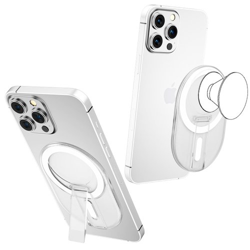 AUROX for Magsafe Base Phone Stand for PopSocket Phone Grips, Magnetic Base Plate, Magnetic Desk Phone Stand, Socket Grip Base for iPhone 16 15 14 13 12 Series, Compatible with MagSafe Cases (Clear)