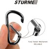 STURME 2" Aluminum D Ring Carabiners Clip D Shape Spring Loaded Gate Small Keychain Carabiner Clip Set Outdoor Camping Mini Lock Snap Hooks Spring Link Key Chain Durable Improved 24 PCS, Black
