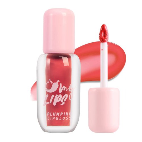 Prettyui 2024 Plumping Lip Gloss with Chili Extract, Instantly Fuller Lips Gloss, Hydrating & Nourishing Lip Tint, Natural Plumping Lip Lipstick, Lip Plumping Booster - Rose Red