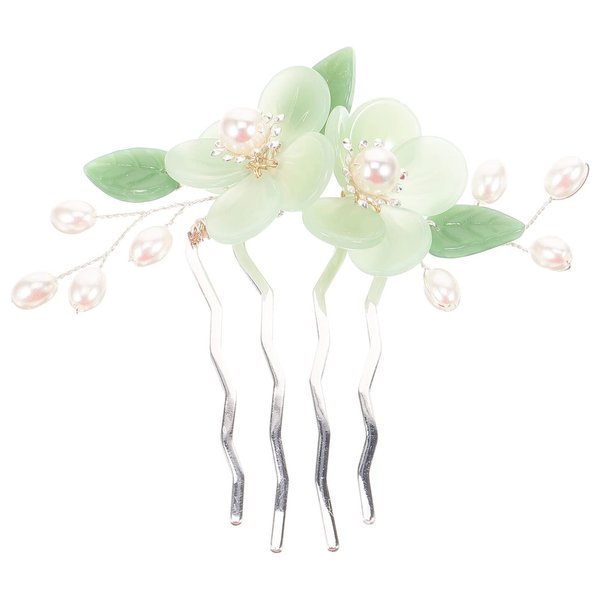 Jade Flower Hairpin, Antique Hair Fork and Hanfu Hair Stick - Decorative Chignon Hair Accessories for Women Girls
