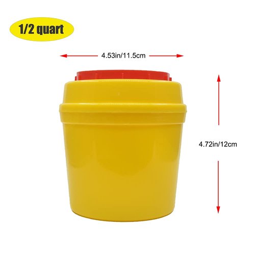 4-Pack Sharps Container（1/2 Quart),Small Sharp Needle Disposal Containers,Biohazard Medical Containers Sharps Box for Home and Travel Use