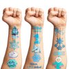 100 PCS Winter Onederland 1st Birthday Party Decorations Favors Supplies Blue Snowflake Snowman Winter Temporary Tattoos Stickers Gifts For Girls Boys Classroom School Prizes Reward