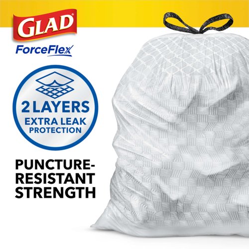 Glad Trash Bags, ForceFlex Tall Drawstring Garbage Bags, 13 Gallon Grey Trash Bags for Tall Kitchen Trash Can, Citrus & Zest with Febreze Freshness to Eliminate Odors, 40 Count - Packaging May Vary