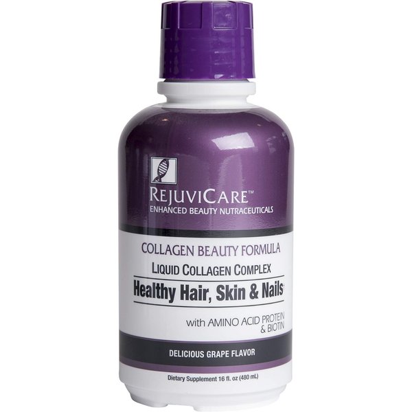Rejuvicare Liquid Collagen Beauty Formula with Amino Acids, Protein and Biotin, Delicious Grape Flavor, Purple 16 oz ,32 servings