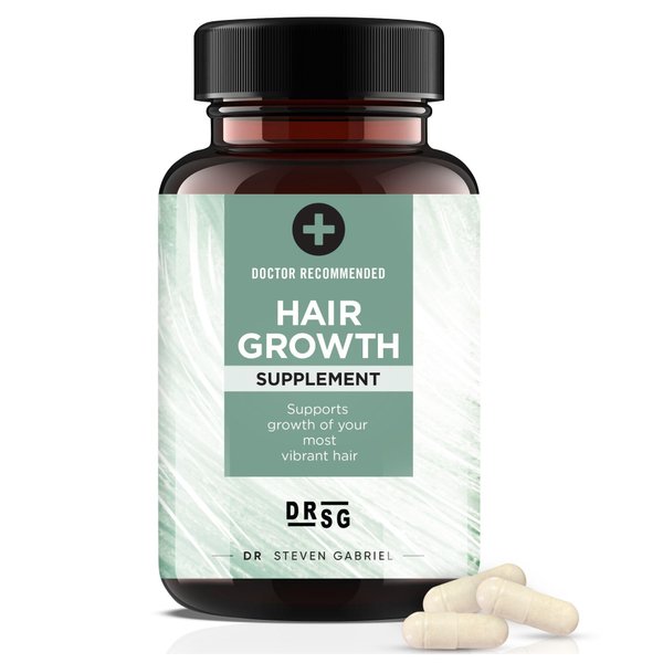 Dr. Steven Gabriel Hair Growth Supplement for Women and Men with Biotin, Zinc, Vitamin C, Iron - Doctor Recommended, Ayurvedic Hair Vitamins Support Hair Density and Growth (90 Capsules)