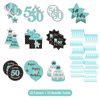 Happy 50th Birthday Party Hanging Swirls Streams Ceiling Decorations, Celebration 50th Foil Hanging Swirls with Cutouts for 50 Years Teal Silver Black Blue Birthday Party Decorations Supplies