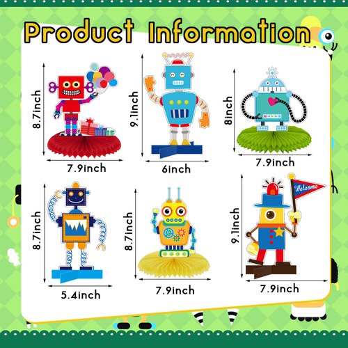 12 Pieces Robot Birthday Party Supplies Robot Party Honeycomb Centerpieces Robot Party Decorations Robot Party Table Topper for Baby Shower Decorations for Kids Birthday Party Supplies
