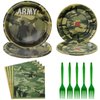 96Pcs Army Birthday Party Supplies Army Party Plates Napkins Forks Army Party Decorations for Camo Birthday Party, Military Soldier Camouflage Veteran Day Party Decorations, Serves 24