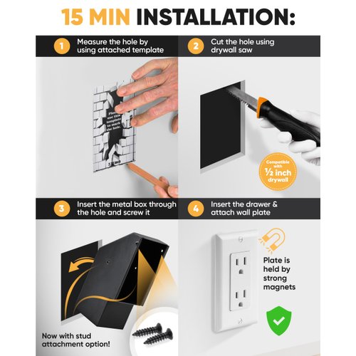 Elder Welder® Wall Outlet Hidden Safe with Key Lock | The Sneaky Way to Trick Thieves | Easy to Install | 100% Real Wall Plate | Wall Hidden Safe for Money | Elevated Choice Over Book Safe or Can Safe