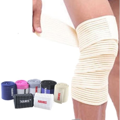 Rungear Elastic Knee Compression Bandage Wraps – Support for Legs, Thighs, Hamstrings Joints Reduce Swelling, Lymphatic Relief Help Recover from Knee Replacement Surgery, 1 Pair (Beige)