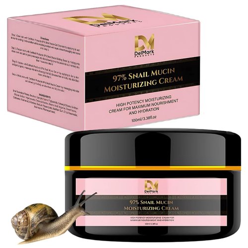 DelMark Products Snail Mucin 97% Daily Face Moisturizer Cream, High Potency Moisturizing Cream for Maximum Nourishment & Hydration - Korean Skincare