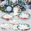 Christmas Party Paper Plates Napkins and Cups Set 100 Watercolor Poinsettia Disposable Dinnerware Tableware Party Supplies