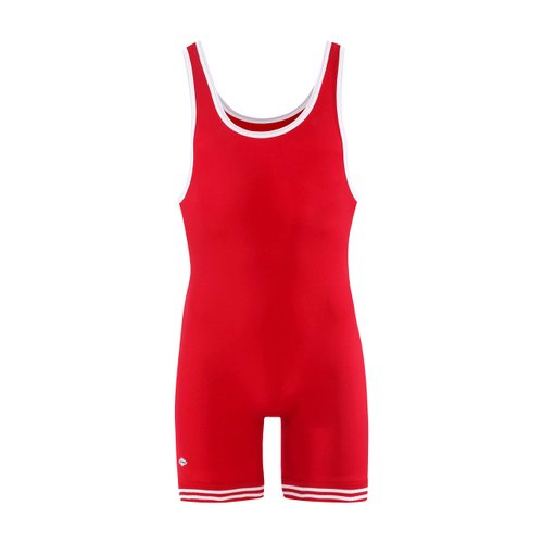 Matman Wrestling Singlet Double Knit Nylon Youth Boys Kids Weightlifting Made in USA (Red White, X-Small)