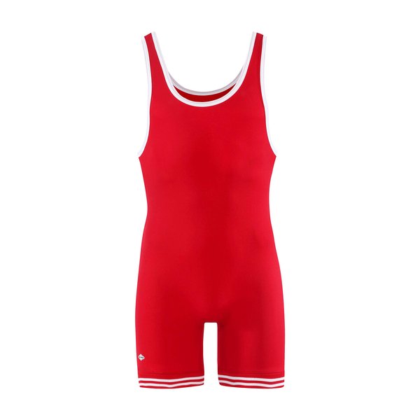 Matman Wrestling Singlet Double Knit Nylon Youth Boys Kids Weightlifting Made in USA (Red White, X-Small)