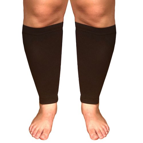 Runee Extra Wide Calf Compression Sleeve - Leg Support For Wide Calves, Compression Sleeve For Calf Pain & Shin Splint, Relief Swelling, Varicose Veins, DVT (Black)