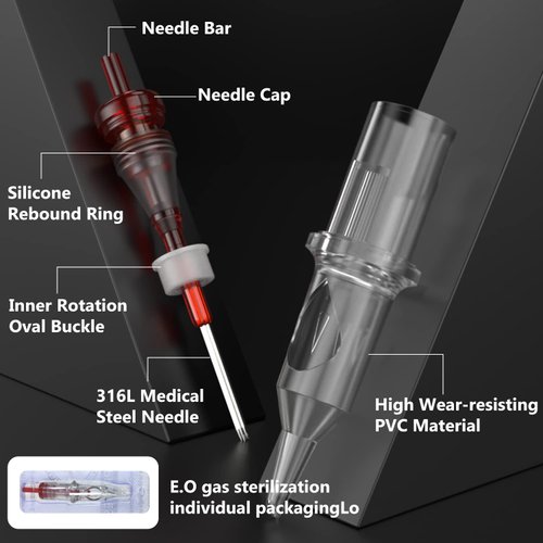 Wormhole 20pcs Tattoo Cartridge Needles 7M1 /Stability with Laminated Rubber, Shader Needles of Tattoo Pen,1207M1 Disposable Needles,Individually Packaged,Compatible All Pen Tattoo Machine