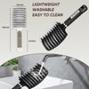 Kertiberif Boar Bristle Hair Brush 2PCS, Curved Vented Detangling Brush for Wet and Dry Hair, Styling Paddle Hairbrush for Women Men Kids Curly Straight Thick Long or Short Hair