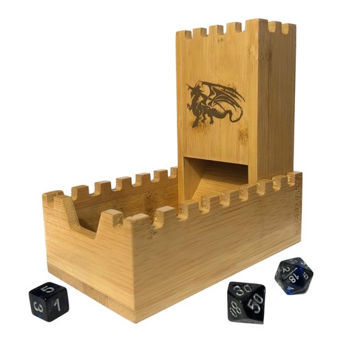 Bamboo Dice Tower | Special Edition Wooden Rolling Case | Perfect for DM's, Mini Games, RPG Players, DND, Dungeons and Dragons | Foldable Handcrafted Wood Die Roller Castle | Collapsible Chest