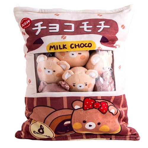 Nenalayo Cute Bag of Chocolate Bear Plush Toy Soft Throw Pillow Stuffed Animal Toys Creative Gifts Room Decor Creative Gifts for Girls