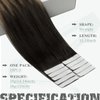 Ve Sunny Black OmbreTape in Hair Extensions Human Hair Balayage Hair Extensions Tape ins Ombre Invisible Tape in Extensions Real Human Hair Black Roots to Dark Brown with Ash Brown 25g 10pcs 18in