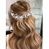 Casdre Flower Bride Wedding Headpiece Silver Crystal Bridal Headband Pearl Hair Accessories for Women and Girls