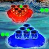mishunyus 20 Pcs Glow Pool Pong Games,Light Up Floating Pool Games,Pool Party Games for Daytime/Nighttime,2 Inflatable Pong Rack(Red & Blue),12 Glow Cups, 6 Glowing Balls