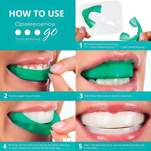 Opalescence Whitening Bundle - Opalescence Go 15% Hydrogen Peroxide Prefilled Whitening Trays and Whitening Toothpaste - Mint Flavor 5194-5166