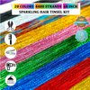 AIAIZHQH Hair Tinsel Kit (20 Colors, 4400 Strands, 48 Inches) Sparking Tinsel Hair Extensions Kit with Tools, Fairy Hair Tinsel Kit Heat Resistant Highlights Glitter Hair Extensions Hair Tensile Kit