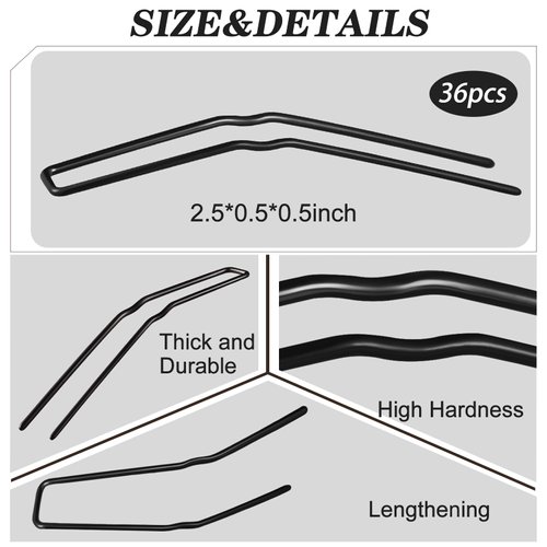 36 Pieces U Shaped Hair Pins Ballet Buns Bobby Pins U Hair Styling Pins Metal U Bun Hair Pins for Updo Bun Bobby Pins for Women Girls Lady Thick Thin Long Curly Hair(Black, 2.5 Inches)