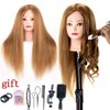 Mannequin Head with Hair 60% Human Hair24"-26" hair mannequin doll head hair styling manikin head Cosmetology Doll Head （Table Clamp Stand Included) (yellow)