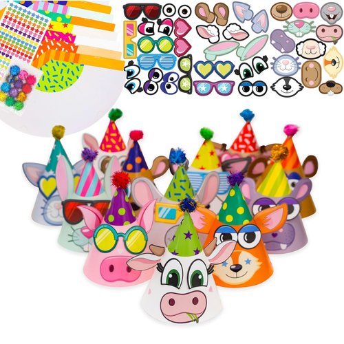 DIY Party Craft Activities for Kids Birthday Party Hats I PACK OF 12 Party Hats, Toddler Birthday Party Games, Birthday Party Activities, Party Craft For Parties Craft Kit, Birthday Party Games